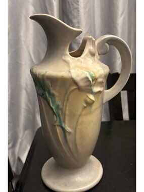 Roseville Poppy 1938 Vintage Art Deco Gray Pottery Ceramic Ewer 876-10